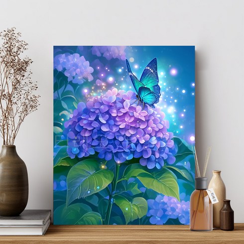 티레오 꽃보석십자수 캔버스형 40x50cm 재물십자수 비즈십자수 3D 대형보석십자수 큐빅비즈 DIY액자형취미, 03 수국, 1개