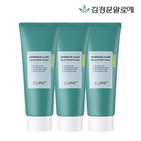 김정문알로에 큐어 인텐시브 알로에 배리어 릴리프 크림, 100g, 3개