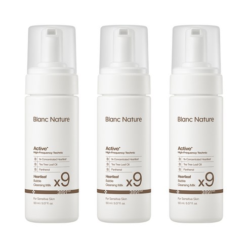 블랑네이처 9배 어성초 버블 클렌징 밀크, 3개, 150ml