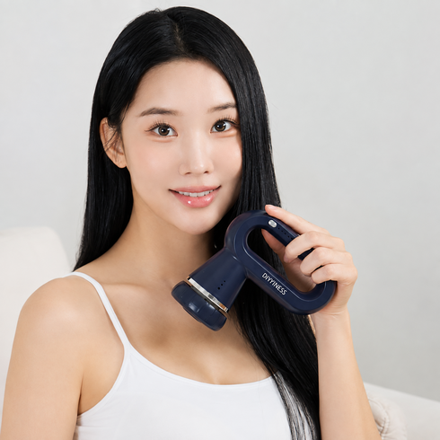 DIYFITNESS 무선 전동 마사지건 미니 휴대용 저소음 근막 안마기 목어깨 종아리 4종헤드, 네이비, DIY8752