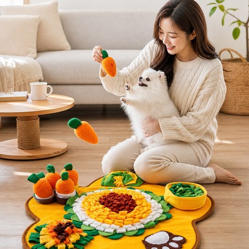 모어홈 강아지 플라워 당근밭 플레이 간식놀이매트 당근 5개 포함, 1개, 당근밭 매트