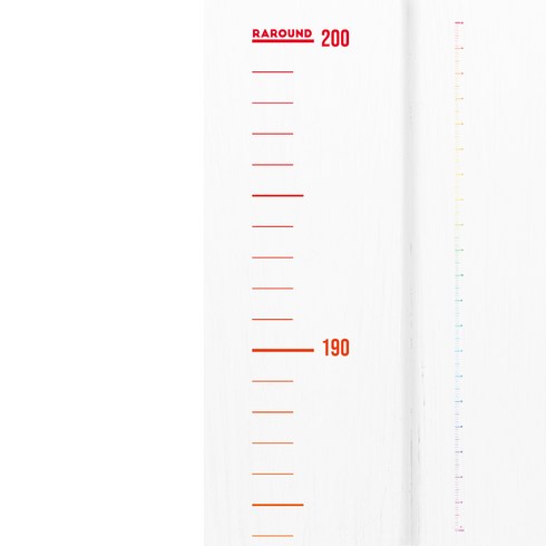 라라운드 자체제작 심플 키재기 스티커 200cm, 투명 레인보우