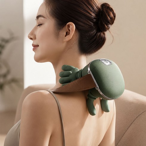 BAMIFUN 무선 목어깨 안마기 승모근 마사지기 4D손모양 밀착형 온열 3단계 강도조절, 그린, FZ-831