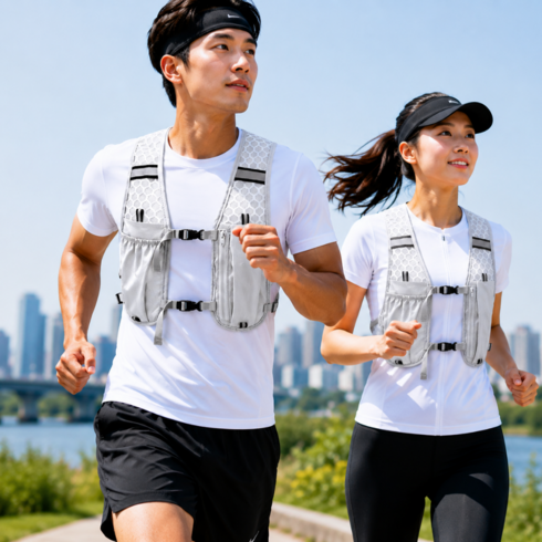런맥스 초경량 남녀공용 트레일 러닝 조끼 마라톤 등산 백팩 베스트, 1개, 그레이