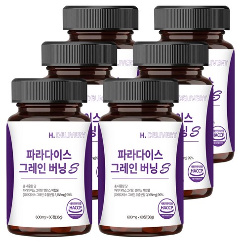 파라다이스 그레인 버닝 S 식약청인증 다이어트 유산균 정품(12개구매시증정) 에이치딜리버리, 6박스, 60정