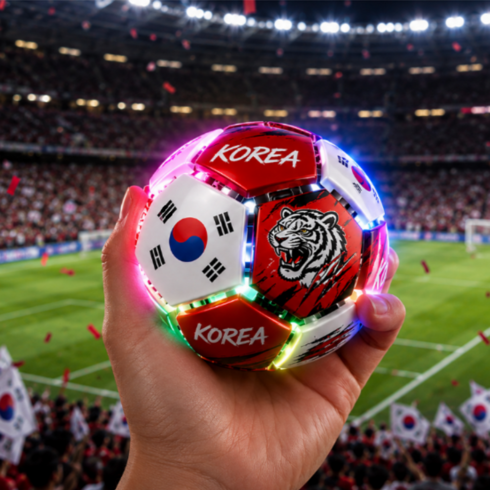 LED 축구공 키캡 키링 응원 굿즈 딸깍이 클리커, 1개, 레드+화이트