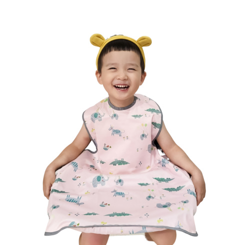 벨베이비 식탁일체형 방수 턱받이 나시 완전커버 오리지날, (리뉴얼)핑크애니멀, 1개, 1개입