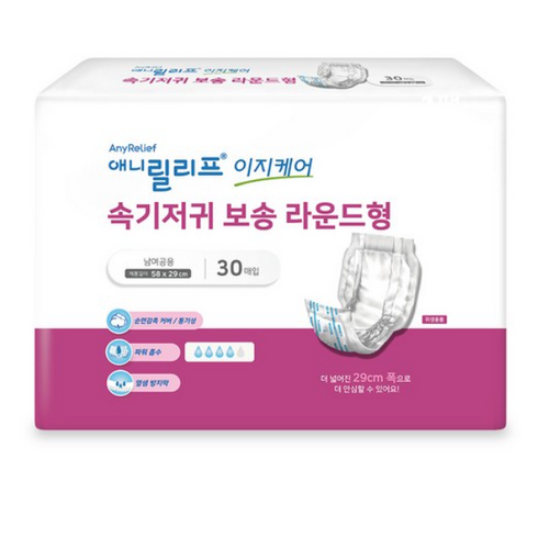 애니릴리프 남녀공용 이지케어 보송 라운드형 패드형 성인기저귀, 30매입, 3개