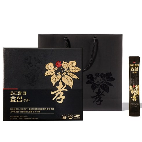 효도할때효삼 흑삼 진액 부모님 선물세트 + 쇼핑백, 30개, 10ml