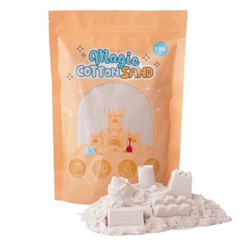 따블리에 매직 코튼 샌드 모래놀이, 1개, 1kg, 화이트