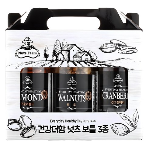 넛츠팜 건강더함 넛츠 보틀 3종 1호 선물세트 550g, 1세트