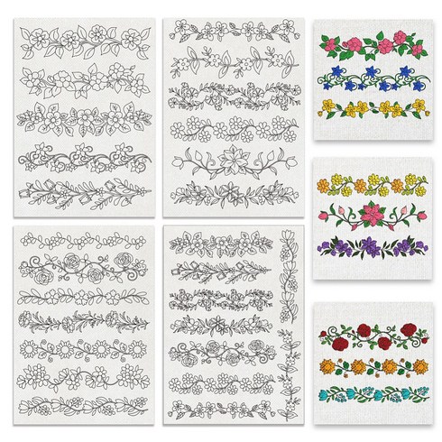 1세트 꽃 패턴 수공 재봉 수용성 자수 종이 안정기 297x210mm, 4개, 하얀색