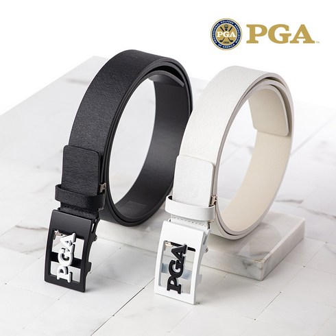 PGA 골프벨트 자동 정장벨트 소가죽 혁띠, 1개, 화이트