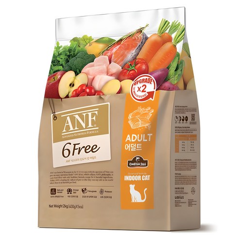 ANF 고양이 식스프리 인도어 기능성 사료, 어덜트, 2kg, 1개
