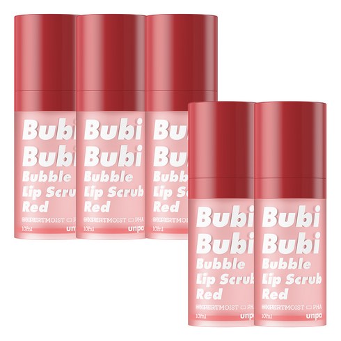 언파 부비부비 버블 립 스크럽 레드 비치스트로베리 PHA 함유 5개, 레드/스트로베리, 10ml