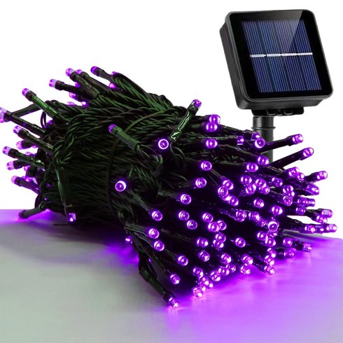 KELAKE 태양광 조명줄 야외용 정원등 LED 트리등 아웃도어 방수 22m 200Led, 퍼플 라이트
