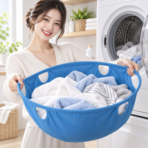 카사셈플리체 이지런드리 런드리백 버킷 건조기 세탁물 빨래 옮기기 이동 들것 바구니, 스카이블루