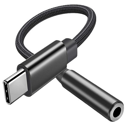 코네임 USB C타입 이어폰 마이크 3극 출력 4극 입력 출력 호환 연결 젠더 블랙 3.5mm, 2W093, 1개