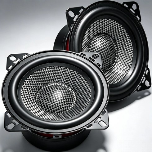 WdiYa 4인치-4옴 흑백 카본 중저음용 자동차 스피커 피크 600W-좌/우 2개 1셋트, 1박스, YS-425-031