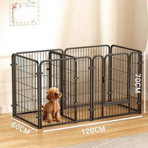 높이 강회 7P 대형 강아지 울타리 슈트 메탈 펜스 애완철장 3가지 사이즈, 1개, 블랙