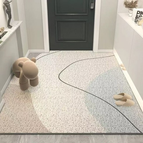 BIKASU 세탁가능 심플코일 매트 현관 미끄럼 방지 매트 커팅 러그, 1개, 60X90cm