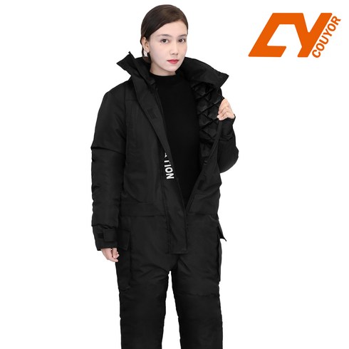 couyor 겨울오토바이방한복 라이더 점프슈트 기모 허리 뒤 지퍼, 블랙(면)