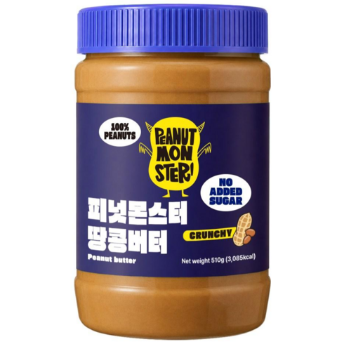 [압도적 고소함] 피넛몬스터 무가당 100% 땅콩버터 크런치, 1개, 510g