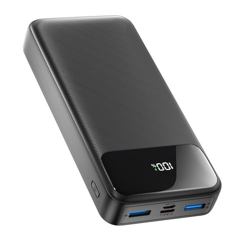 YEXXI 대용량 20000mAh 고속충전 보조배터리 PD 22.5W 3대 동시충전 잔량표시 C타입 케이블, 블렉, P2