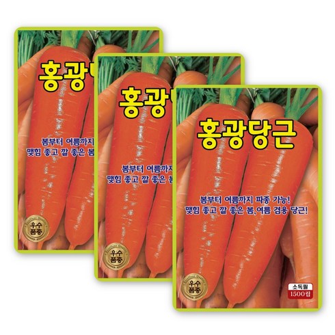 산들마켓 홍광당근 씨앗 1500립 봄부터 여름까지 파종가능한 우수 품종, 3개