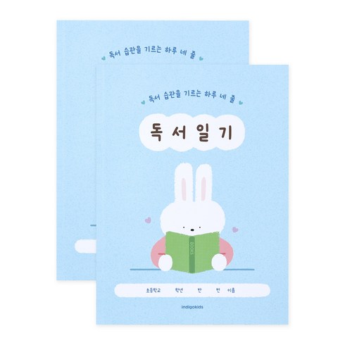 인디고어린이 초등 어린이 하루 네 줄 일기 독서기록장, 2개, 블루