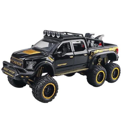 마이카 다이캐스트 합금 1:24 포드 랩터 F150 모델 자동차 모형 피규어 장식, 1개, 4.블랙유광