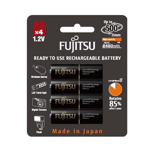 후지쯔 HR-3UTHCEX(4B) 충전 배터리 2550mAh AA 1셋트 (4알), 1세트