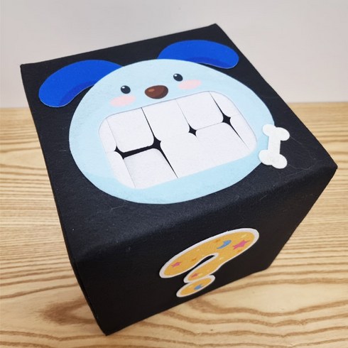 강아지 궁금이 상자 재료모음(20cm 정육면체 인쇄펠트), 1세트