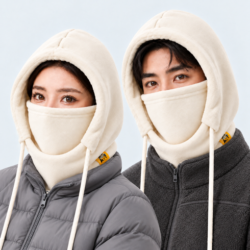 온담 기모 바라클라바 방한 후드넥워머, 1개, 아이보리+아이보리