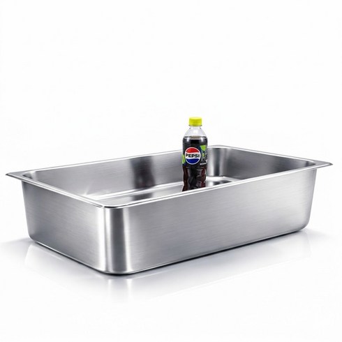 304 NSF식품 승인 사각 견고한 업소용 냉장고 반찬 스텐 밧드 바트, 1개, 1/1 (530x325mm) × 높이15cm 몸체만