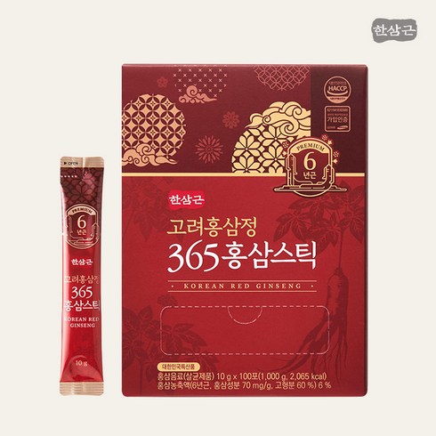 한삼근 고려홍삼정 365홍삼스틱 대용량 100포 + 쇼핑백, 1개, 1회분