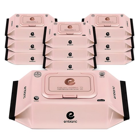 앙블랑 인디핑크 아기물티슈 캡형, 63g, 72매, 10개