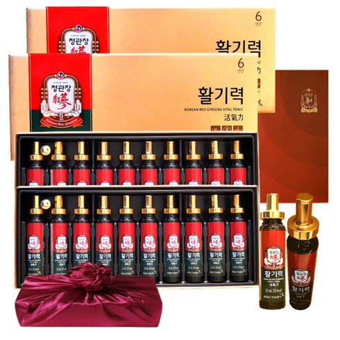 정관장 6년근 홍삼정 활기력 20세트(10세트 2개입) 홍삼농축액 비타민함량 400ml+쇼핑백 골프 여행 부모님 명절 선물세트(보자기포함), 2박스, 200ml, 10회분