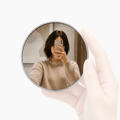 셀카모니터 볼록 거울 원형 여행 그룹사진 손거울, 1개, 그레이