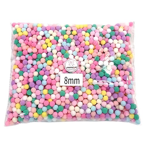 체리아트 파스텔 대용량 폼폼이 퐁퐁이 만들기 재료 벌크, 1봉, 8mm2000개