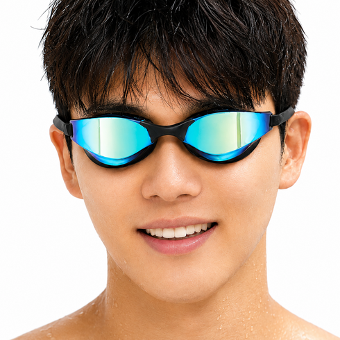 블랙웨이브 선글라스 수경 미러 고글 UV코팅 하하물안경, 1개, 컬러렌즈블랙