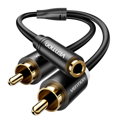 벤션 3.5mm F to 2RCA 오디오 케이블 블랙 2m, 1개, VAB-R01, 1.5m