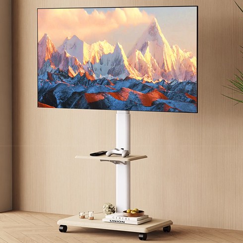 tv 스탠드 거치대 26-75인치 이동식 tv 거치대 티비거치대, 아이보리