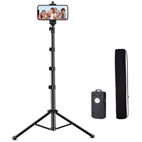 비상 팬텀 175cm 대형 블루투스 삼각대 스마트폰 셀카봉, 블랙, 360-1388L