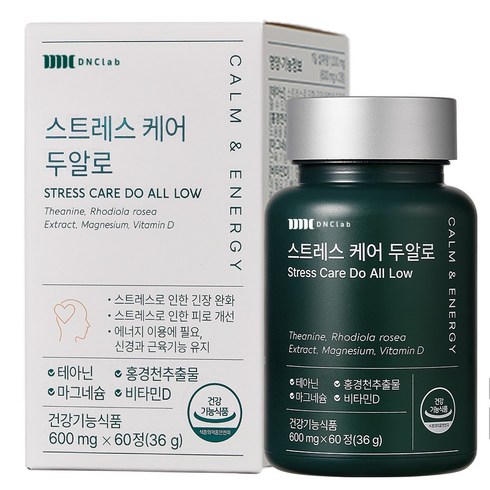 안티스트레스 케어 두알로 테아닌 홍경천추출물 식약처인정 건강기능식품, 1박스, 60정