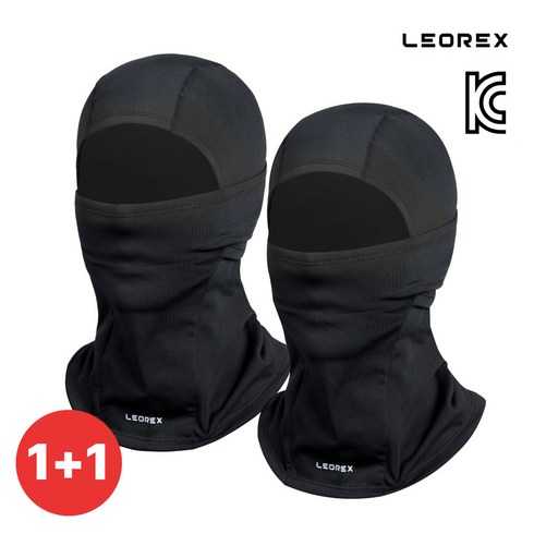 레오렉스 1+1 겨울 라이딩 스키 방한 마스크 기모 바라클라바 밀착형 후드 넥워머, 2개, 블랙