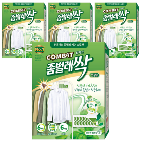 컴배트 좀벌레싹 옷장용 허브향 방충제 6p, 18g, 4개