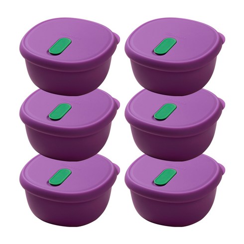 국산 냉동밥보관용기 실리콘밥팩 전자레인지 밀폐 소분용기 350ml, 그레이프, 6개
