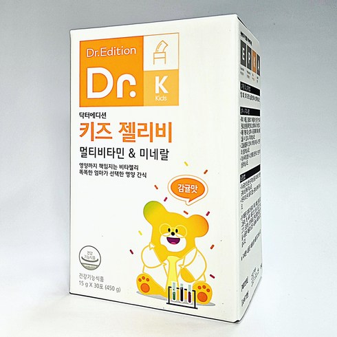 닥터에디션키즈젤리비 감귤맛 멀티비타민젤리 30포 1개월분, 젤리비(멀티비타민미네랄), 15g, 30개