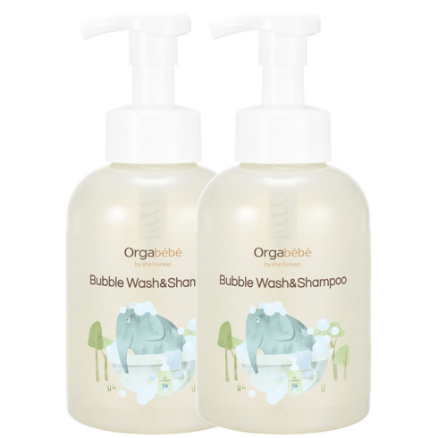 오가베베 버블 아기 바디워시 앤 샴푸, 2개, 500ml